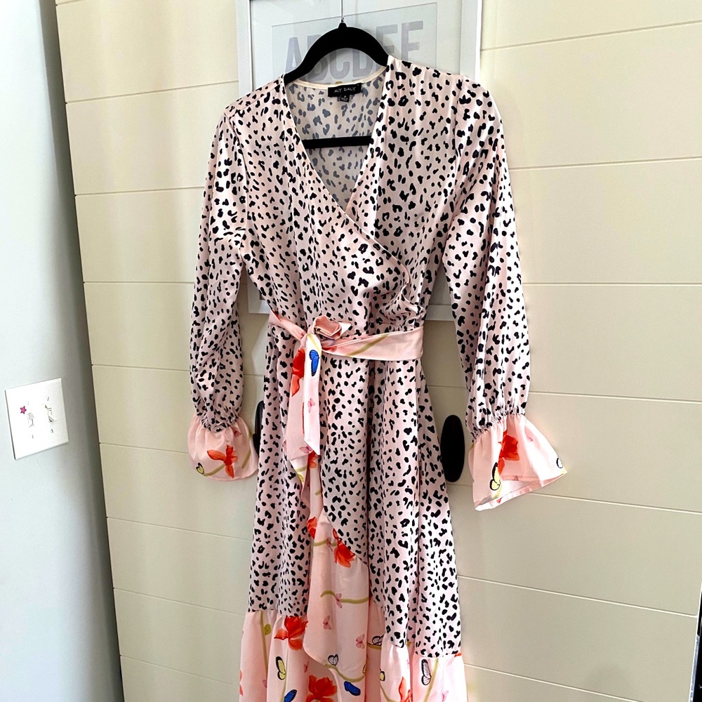 Pink 3/4 length Ruffle dress
